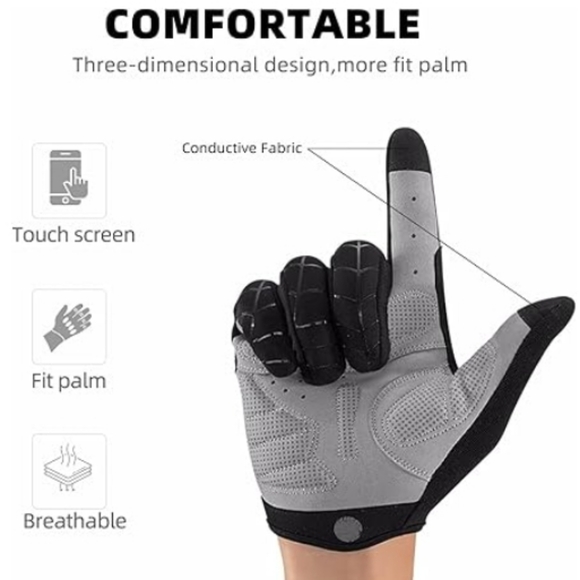 Cycling Gloves Mountain Bike Gloves Bicycle Gloves SBR Pad Anti-slip Gray New - Picture 3 of 7
